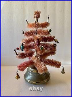 Vintage bottle brush tree pink rotating music pink Christmas tree