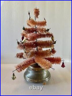 Vintage bottle brush tree pink rotating music pink Christmas tree