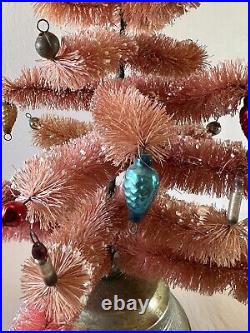 Vintage bottle brush tree pink rotating music pink Christmas tree