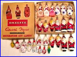 Vintage c1930s DAZLITE Carnival Figures Glass Christmas Tree Lights inc. Others