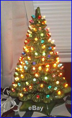Vintage ceramic Christmas tree 19 inch light green Holland mold 135 lights EUC