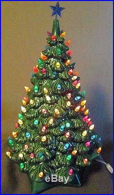 Vintage ceramic Christmas tree green Holland mold MULTI COLOR lights 19 2 PC