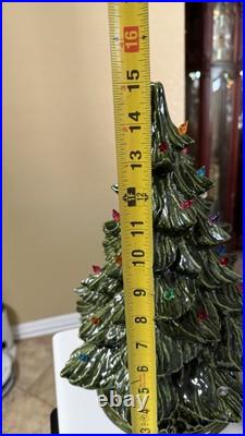 Vintage ceramic Christmas tree with pin lights And Base