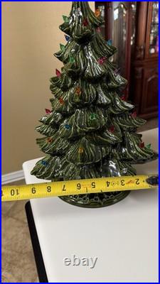Vintage ceramic Christmas tree with pin lights And Base