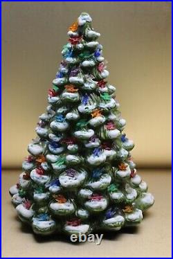 Vintage ceramic Holland Mold LARGE 16 Christmas tree withsnow & bird ornaments