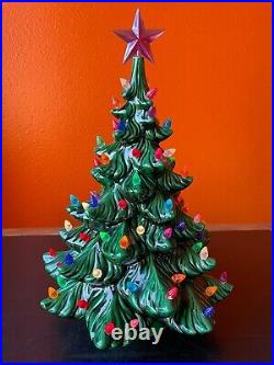 Vintage ceramic Lighted Christmas tree 14 holiday 1979 decor pine light bulbs