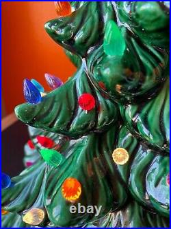 Vintage ceramic Lighted Christmas tree 14 holiday 1979 decor pine light bulbs