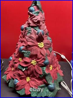 Vintage ceramic Poinsettia Christmas tree Atlantic Mold 18 WORK