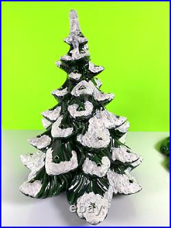 Vintage ceramic christmas tree atlantic mold flocked 1982 16inches Powered