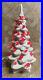Vintage ceramic white Christmas tree with red lights & birds Beautiful