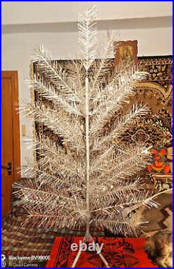 Vintage christmas tree aluminum color 4.4ft very rare. Box! USSR