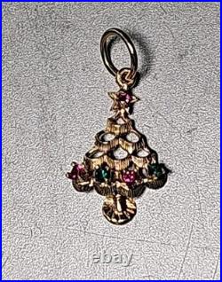 Vintage christmas tree pendant gold 14k