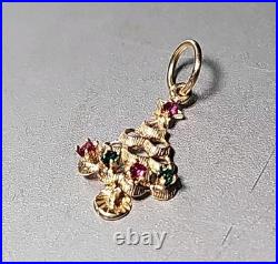 Vintage christmas tree pendant gold 14k