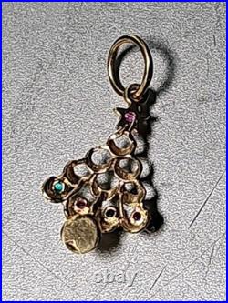 Vintage christmas tree pendant gold 14k