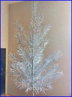 Vintage silver Christmas tree, Aluminum Russian Xmas, Retro USSR 49, 125 cm