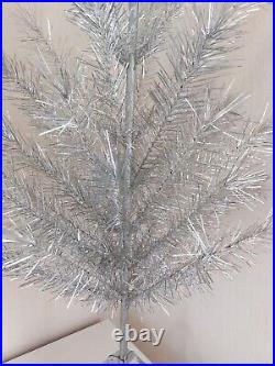 Vintage silver Christmas tree, Aluminum Russian Xmas, Retro USSR 49, 125 cm