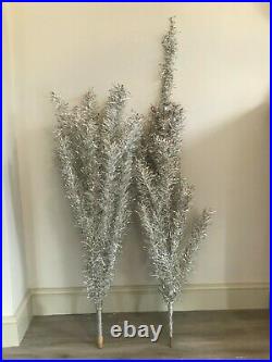 Vintage silver and white Tinsel Christmas tree 6ft Decorations not included