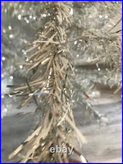 Vintage silver and white Tinsel Christmas tree 6ft Decorations not included