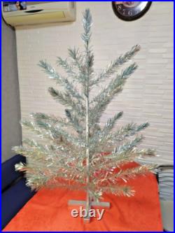 Vintage silver green Christmas tree. USSR, 110 cm