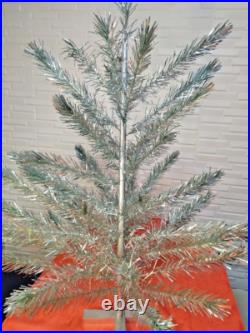 Vintage silver green Christmas tree. USSR, 110 cm
