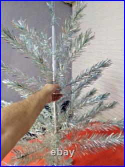 Vintage silver green Christmas tree. USSR, 110 cm