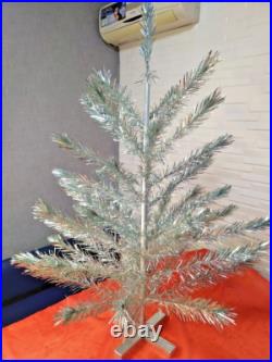 Vintage silver green Christmas tree. USSR, 110 cm