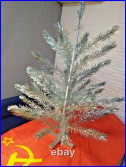Vintage silver green Christmas tree. USSR, 110 cm