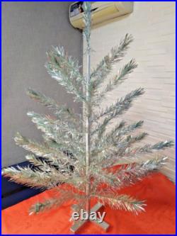 Vintage silver green Christmas tree. USSR, 110 cm