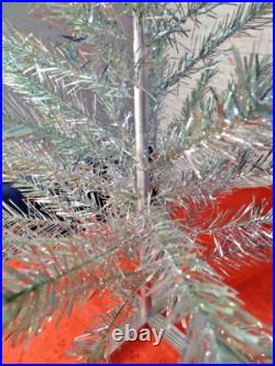 Vintage silver green Christmas tree. USSR, 110 cm
