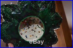 Vintage snow flocked emerald green glaze ceramic Christmas tree-170 bird lights