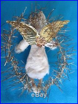 Vintage spun cotton Christmas tree ornament Angel /Tinsel /Scrap-Chromo