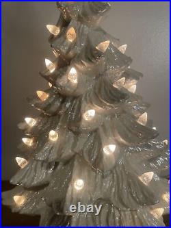 Vintage white ceramic christmas tree mother of pearl finish 16 Decor