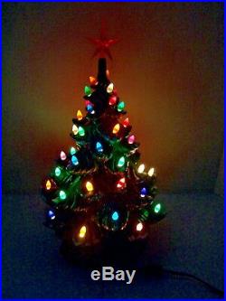 Vntg Ceramic Christmas Tree 19 45+ Multi-Colored Lights Musical Atlantic Mold