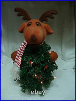 Vntg Singing Animated Reindeer Christmas Tree With Original Box 22 Inches Tall