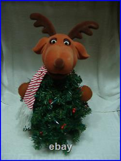 Vntg Singing Animated Reindeer Christmas Tree With Original Box 22 Inches Tall