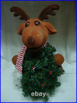 Vntg Singing Animated Reindeer Christmas Tree With Original Box 22 Inches Tall