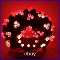 Vtg 11 Ceramic Lighted Christmas Tree Wreath & Red Holly Berry Red Ribbon base