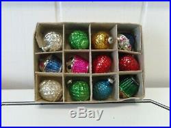 Vtg 12 Box Nut Berry Pinecone Glass Feather Tree Xmas Ornaments Japan Nos