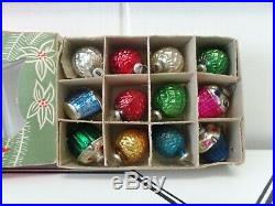Vtg 12 Box Nut Berry Pinecone Glass Feather Tree Xmas Ornaments Japan Nos