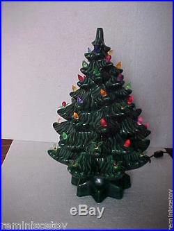 Vtg 14 Atlantic Mold Ceramic Lighted Musical Ceramic Christmas Tree NICE