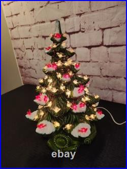 Vtg 16 70-80's Atlantic Mold Ceramic Christmas Tree withDecor Base And Cardinals Vtg 16 70-80's Atlantic Mold Ceramic Christmas Tree withDecor Base And Cardinals