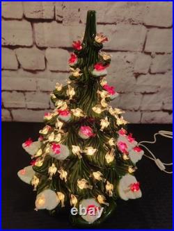 Vtg 16 70-80's Atlantic Mold Ceramic Christmas Tree withDecor Base And Cardinals Vtg 16 70-80's Atlantic Mold Ceramic Christmas Tree withDecor Base And Cardinals