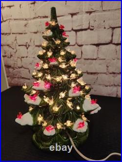 Vtg 16 70-80's Atlantic Mold Ceramic Christmas Tree withDecor Base And Cardinals Vtg 16 70-80's Atlantic Mold Ceramic Christmas Tree withDecor Base And Cardinals