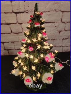 Vtg 16 70-80's Atlantic Mold Ceramic Christmas Tree withDecor Base And Cardinals Vtg 16 70-80's Atlantic Mold Ceramic Christmas Tree withDecor Base And Cardinals