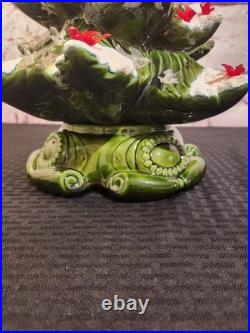 Vtg 16 70-80's Atlantic Mold Ceramic Christmas Tree withDecor Base And Cardinals