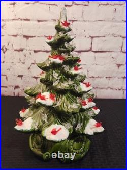 Vtg 16 70-80's Atlantic Mold Ceramic Christmas Tree withDecor Base And Cardinals Vtg 16 70-80's Atlantic Mold Ceramic Christmas Tree withDecor Base And Cardinals