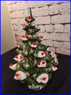 Vtg 16 70-80's Atlantic Mold Ceramic Christmas Tree withDecor Base And Cardinals Vtg 16 70-80's Atlantic Mold Ceramic Christmas Tree withDecor Base And Cardinals