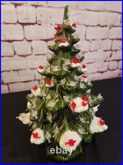 Vtg 16 70-80's Atlantic Mold Ceramic Christmas Tree withDecor Base And Cardinals Vtg 16 70-80's Atlantic Mold Ceramic Christmas Tree withDecor Base And Cardinals