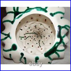 Vtg 16 Tall Mold Painted Ceramic White with Green Lighted Christmas Tree RARE