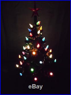 Vtg 17 19 1/2 withSTAR ATLANTIC MOLD CERAMIC GREEN LIGHTED CHRISTMAS TREE